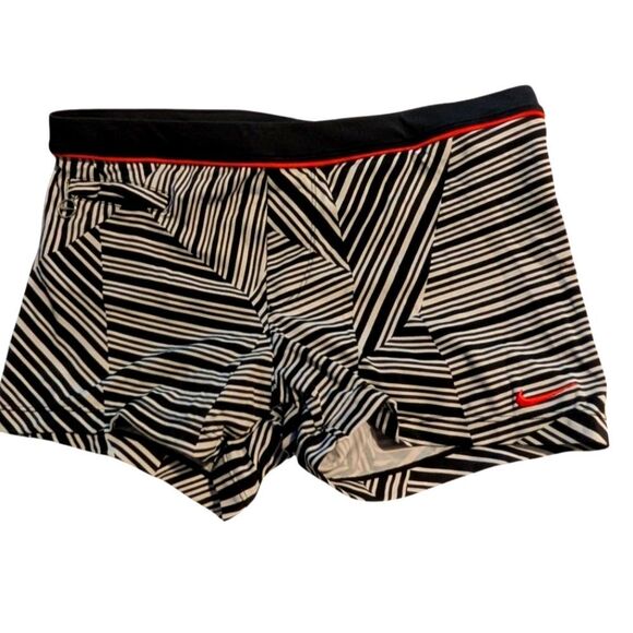 Nike Pants - Nike Womens Black White‎ Red Print Nylon Shorts Size Medium
